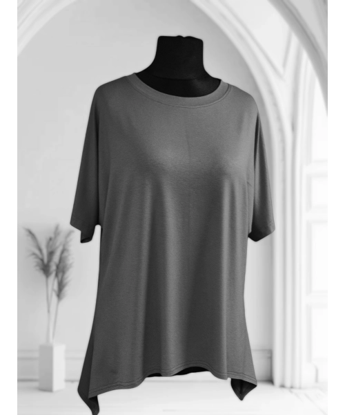 Tunika KIMONO dzianinowa z wydłużonymi bokami - szara